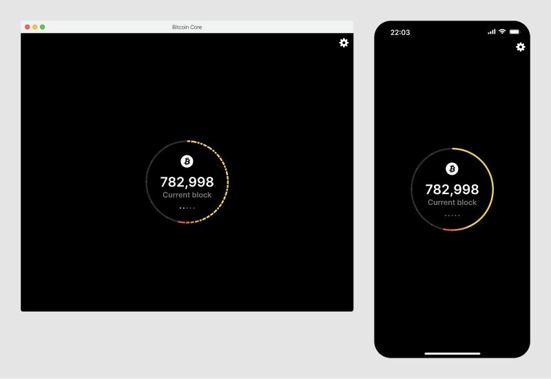 Desktop and mobile screens showing the block status