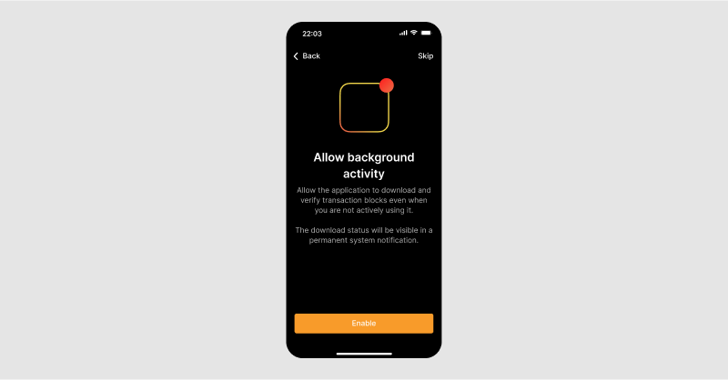 Screen explaining the rationale and use of notifications