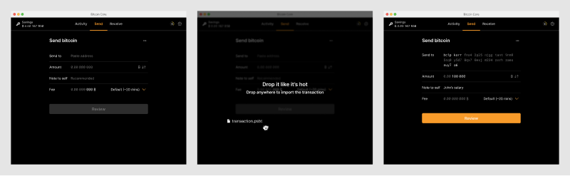 Coin selection screen with multiple inputs to choose from