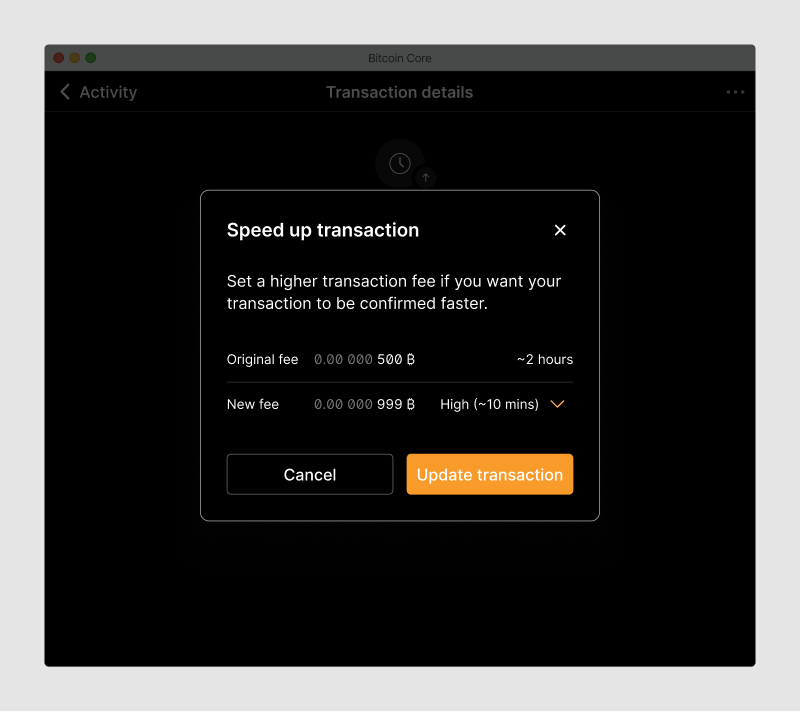 Overlay screen for cancelling the transaction.
